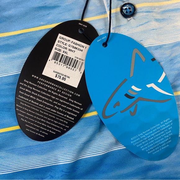 NWT Gleneagles Greg Norman Play Dry Golf Polo Shirt Mens XXL 2XL White Stripe - Picture 4 of 14